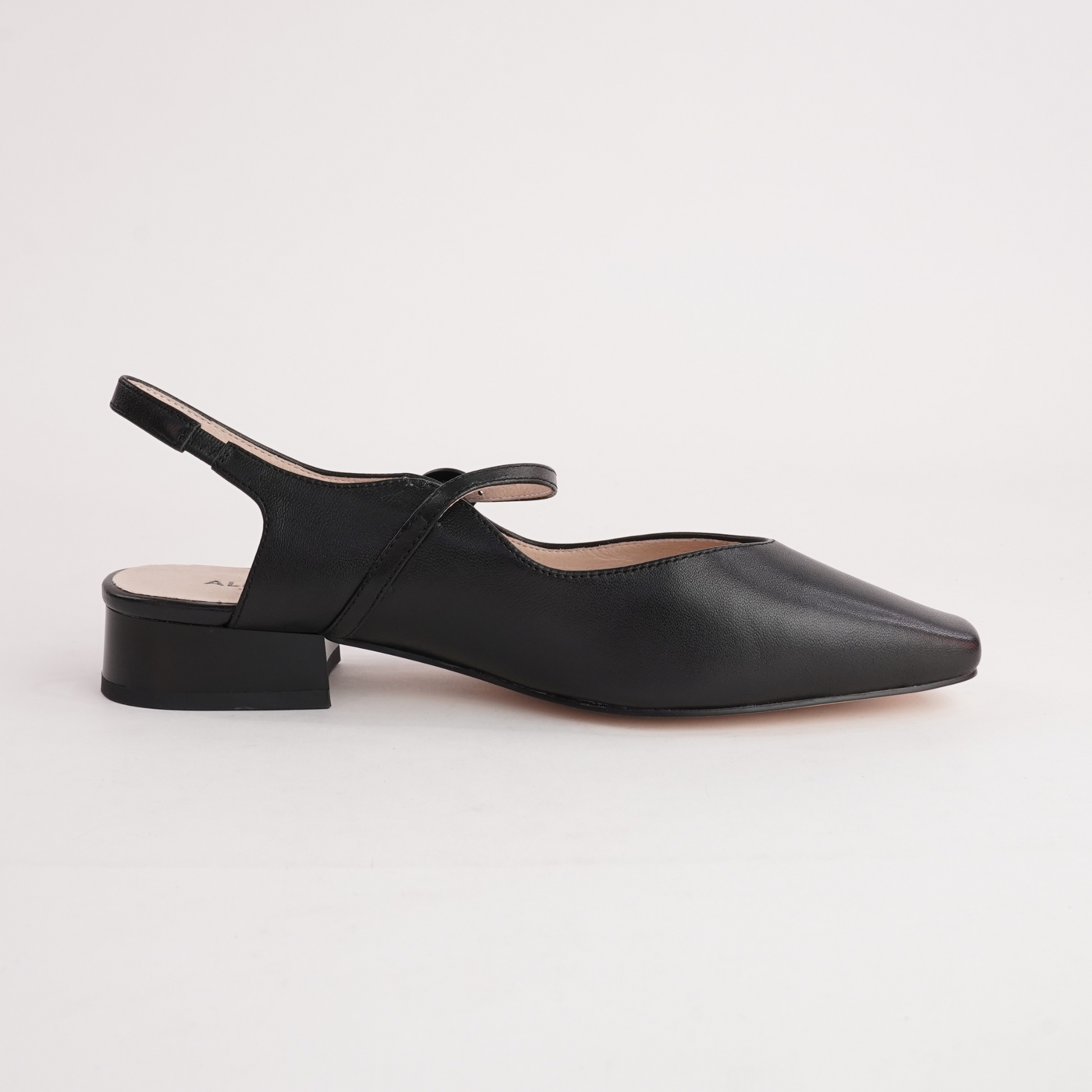 Gleam Black Leather Flats