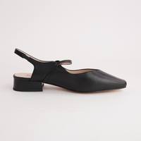 Gleam Black Leather Flats