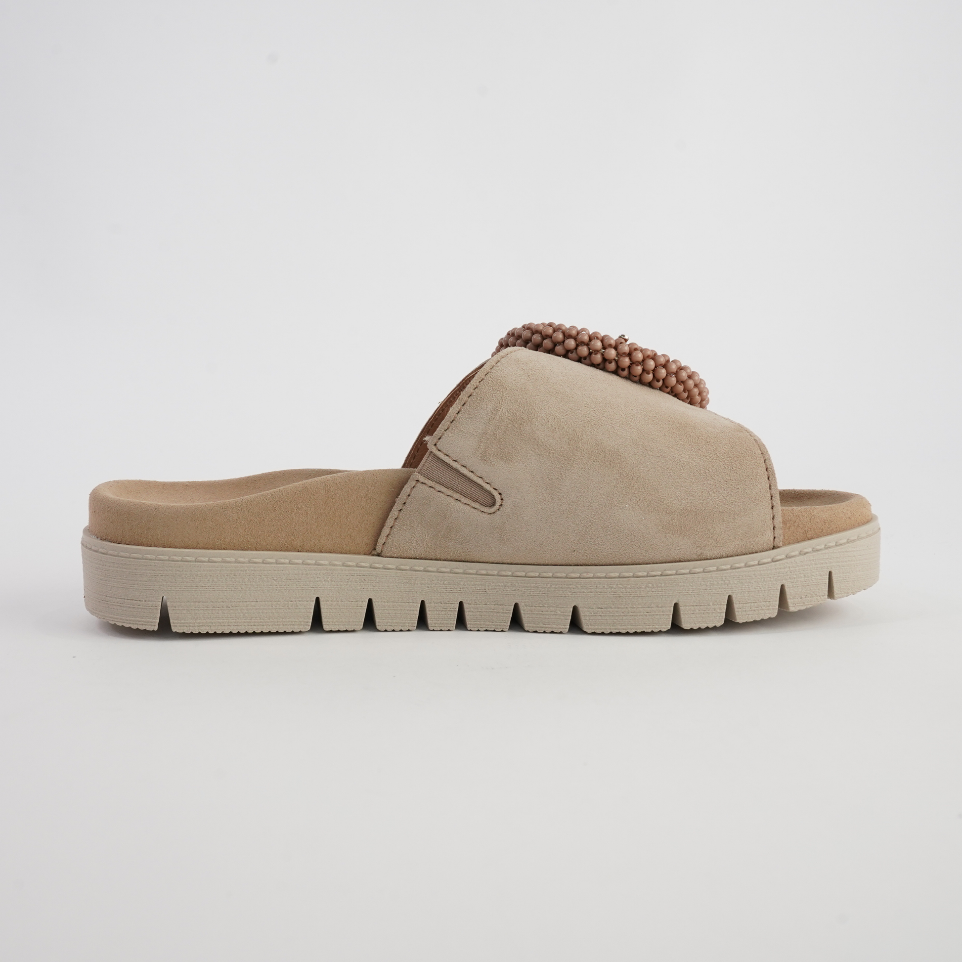 Lucille Caramel Suede Slides