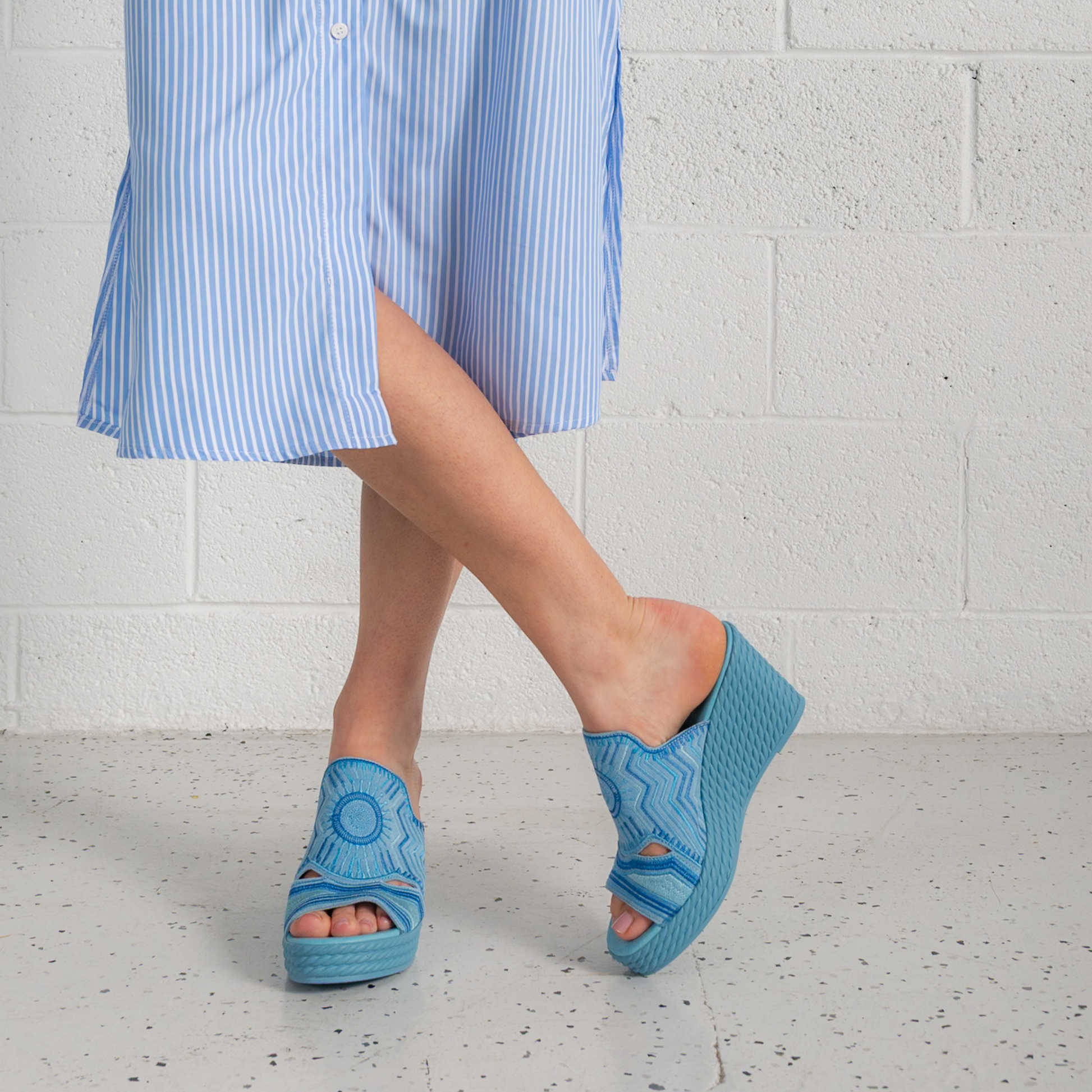 Eilam Blue Multi Leather Heels