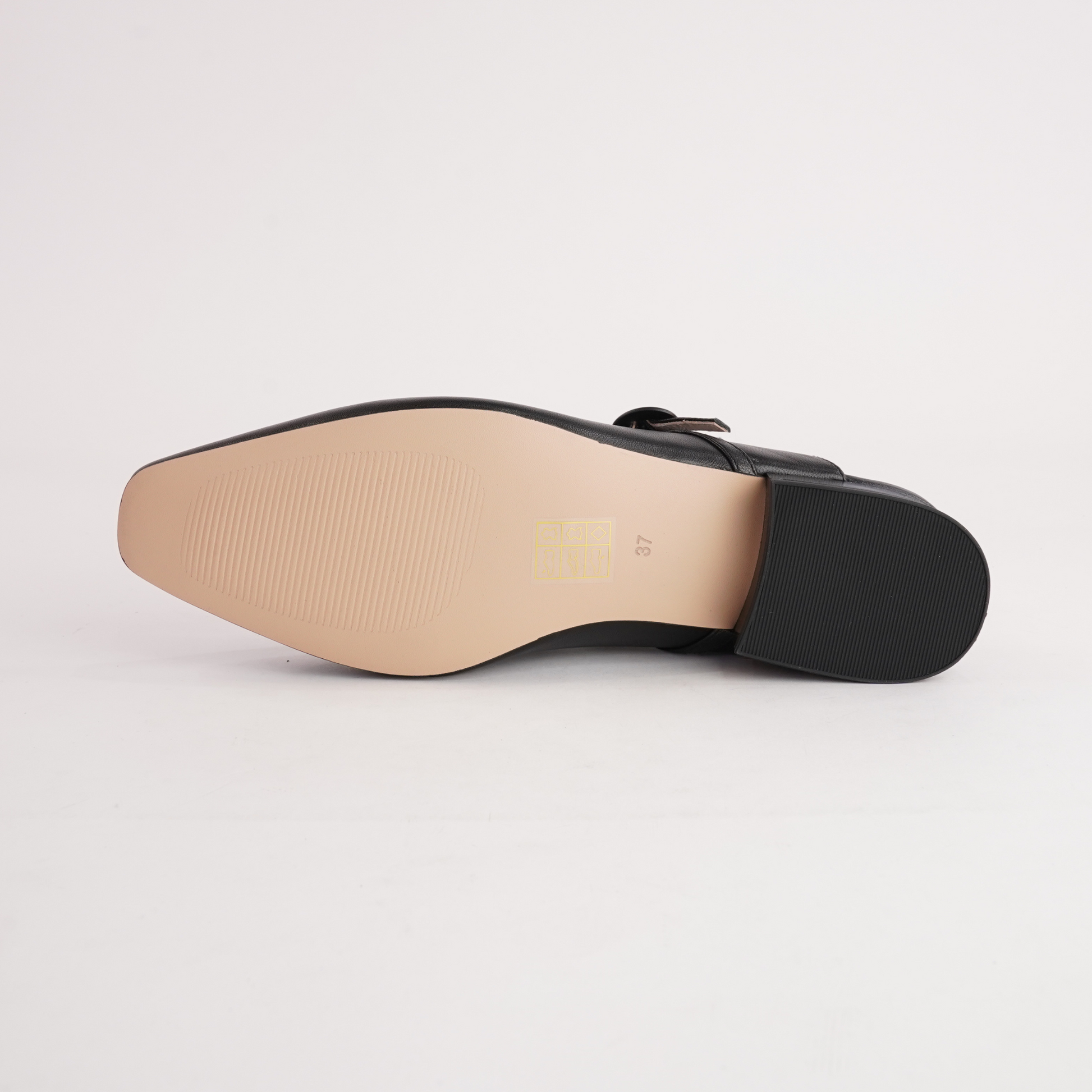 Gleam Black Leather Flats