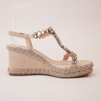 Vontey Latte Suede Wedge Sandals