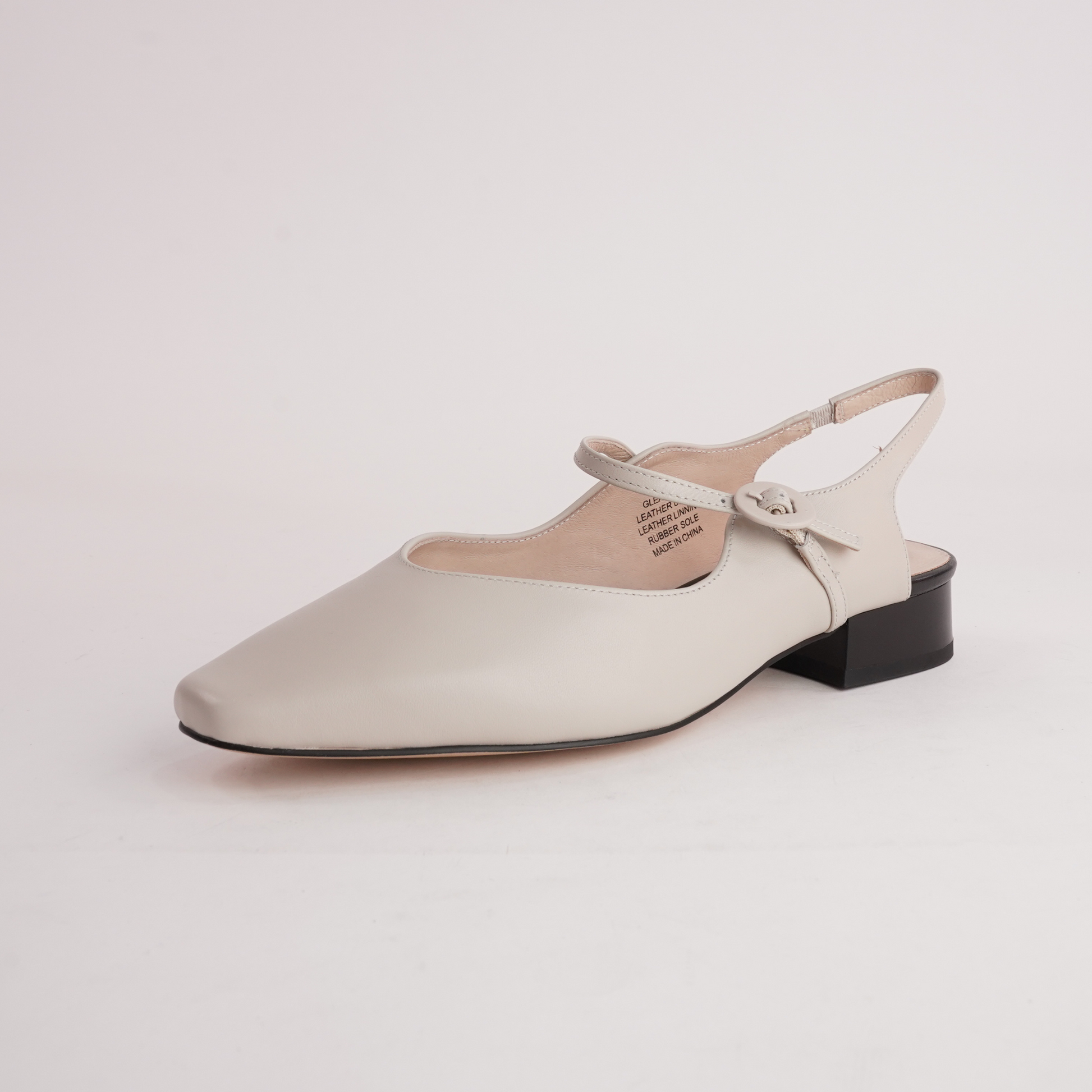 Gleam Cream Leather Flats