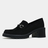 Zoey Black Suede Heeled Loafers