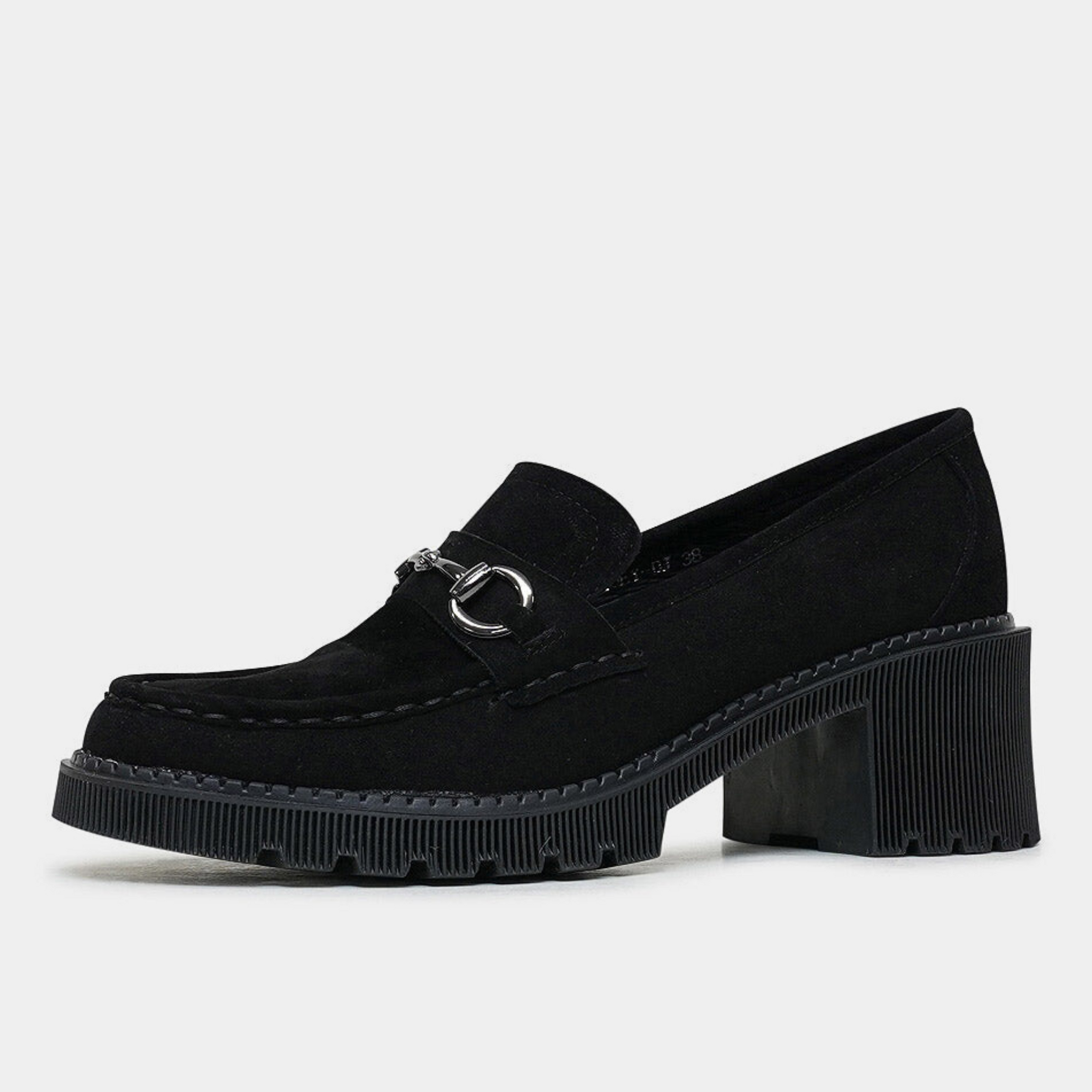 Zoey Black Suede Heeled Loafers