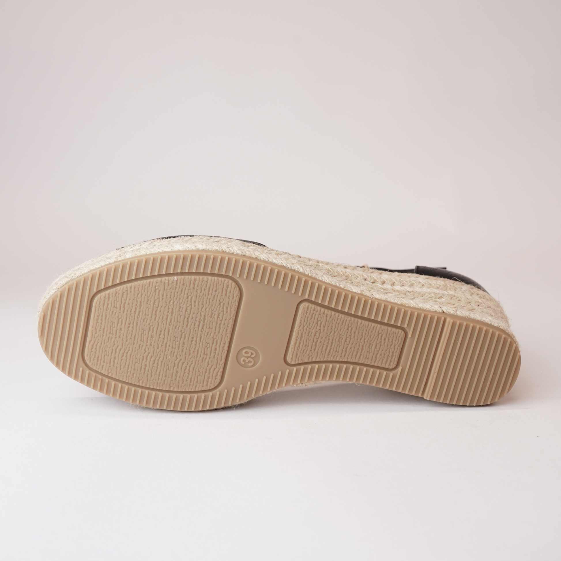 Skip Black Leather Espadrille Wedges