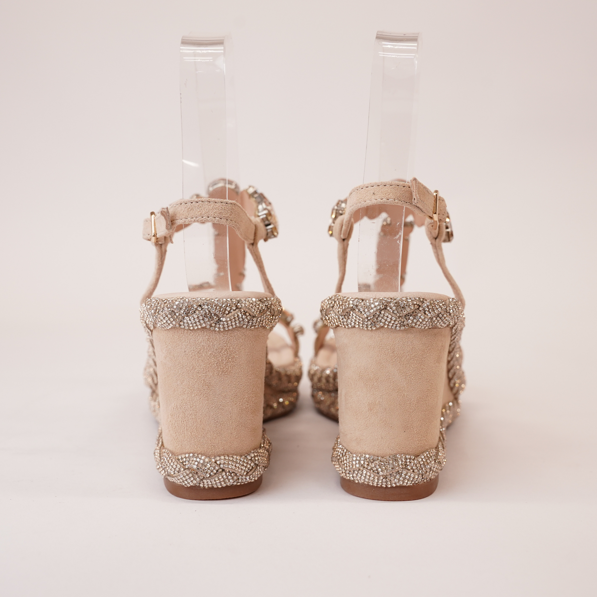 Vontey Latte Suede Wedge Sandals