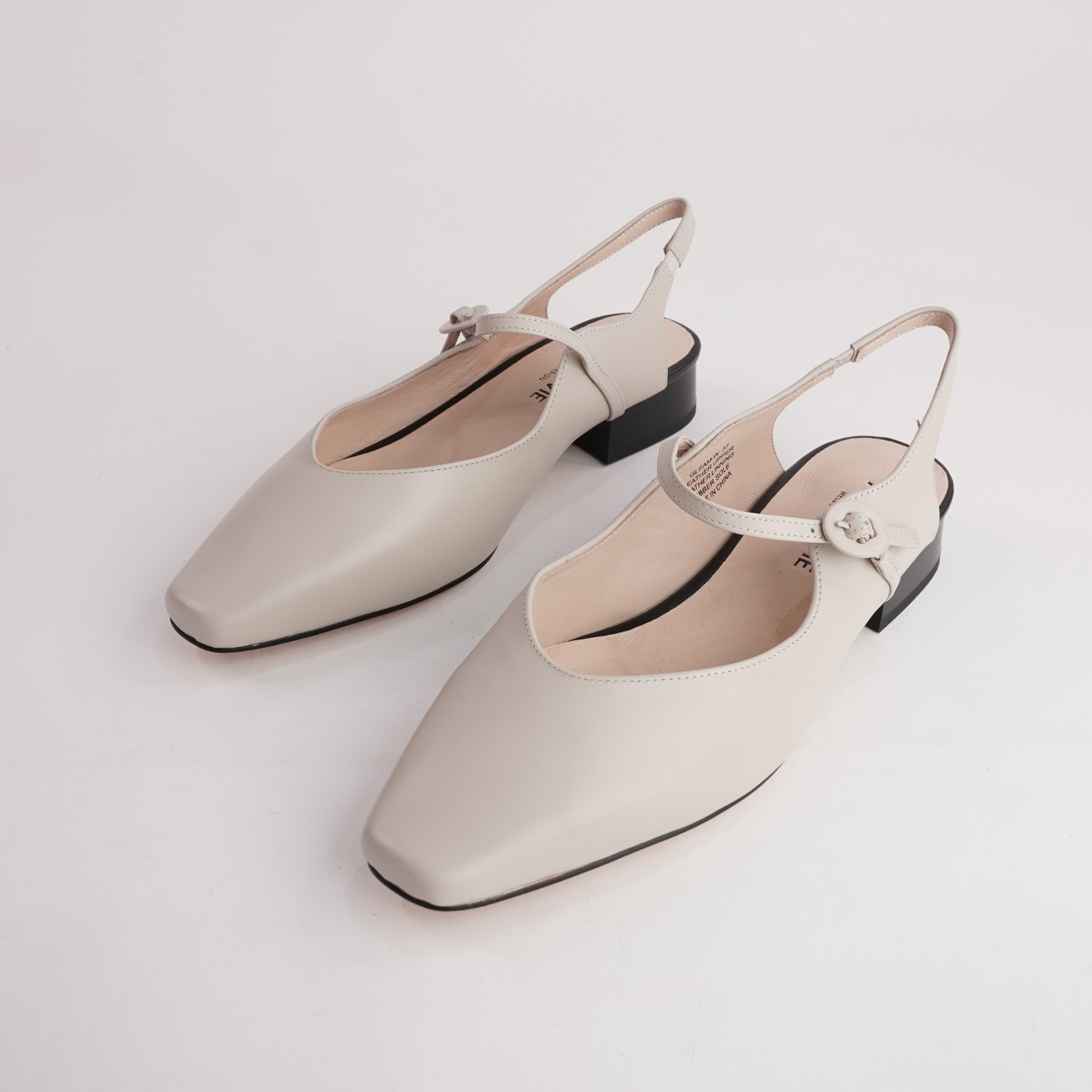 Gleam Cream Leather Flats