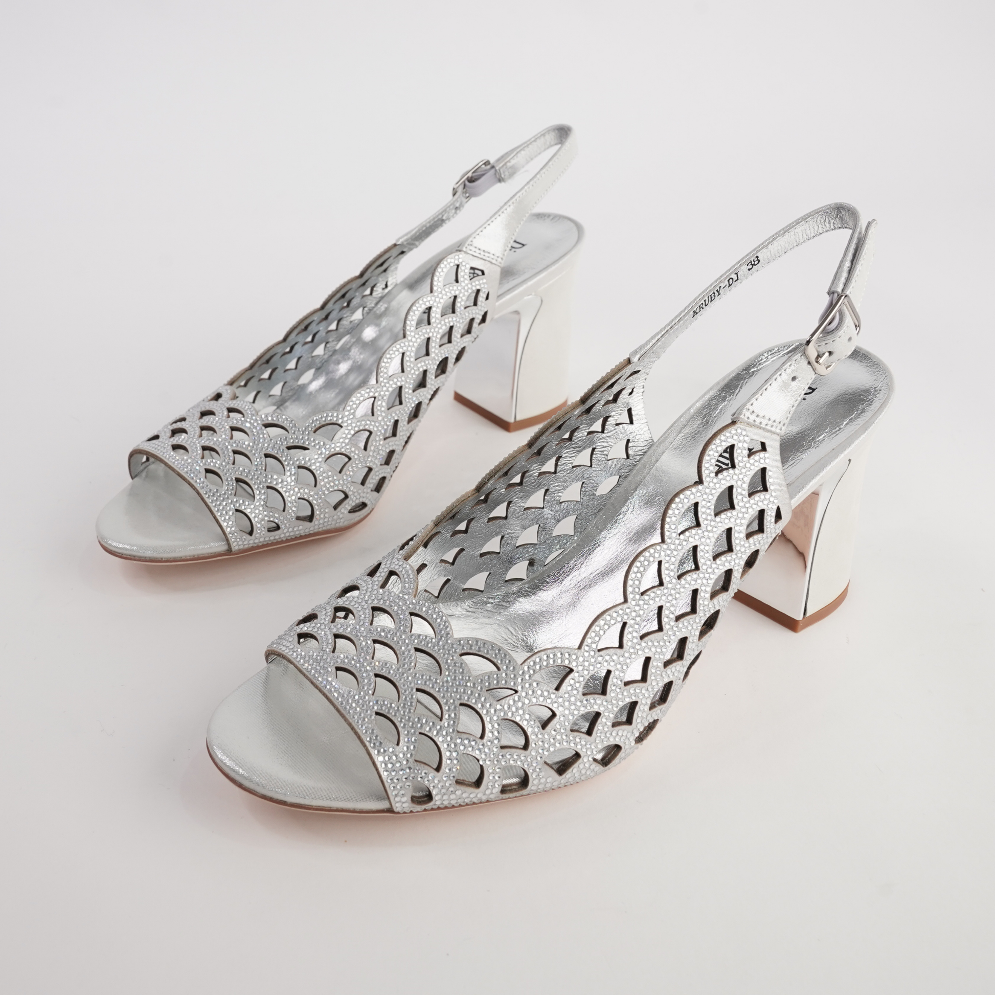 Kruby Silver Shimmer Leather Heels