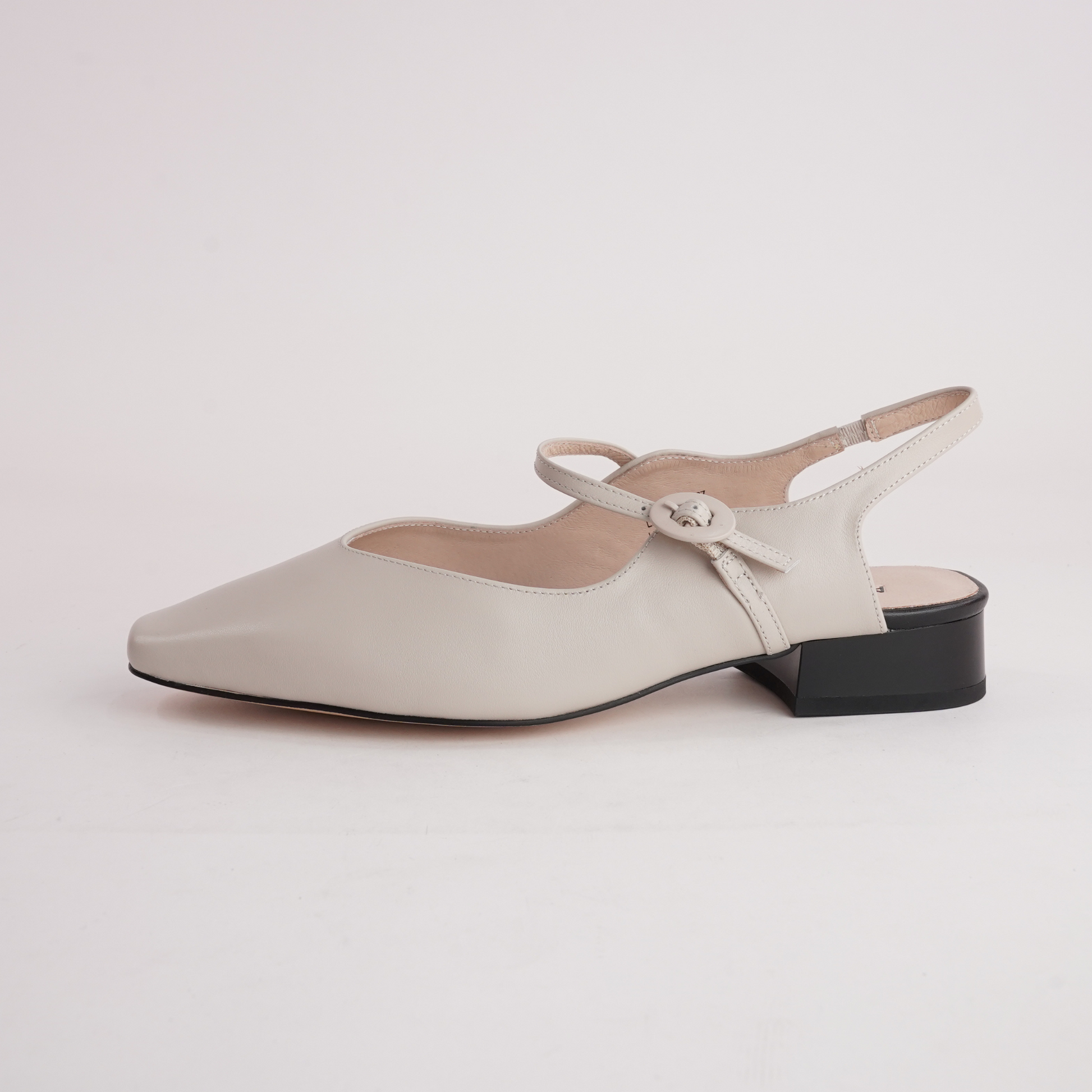 Gleam Cream Leather Flats