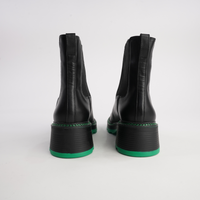 486001 Black/ Green Leather Ankle Boots