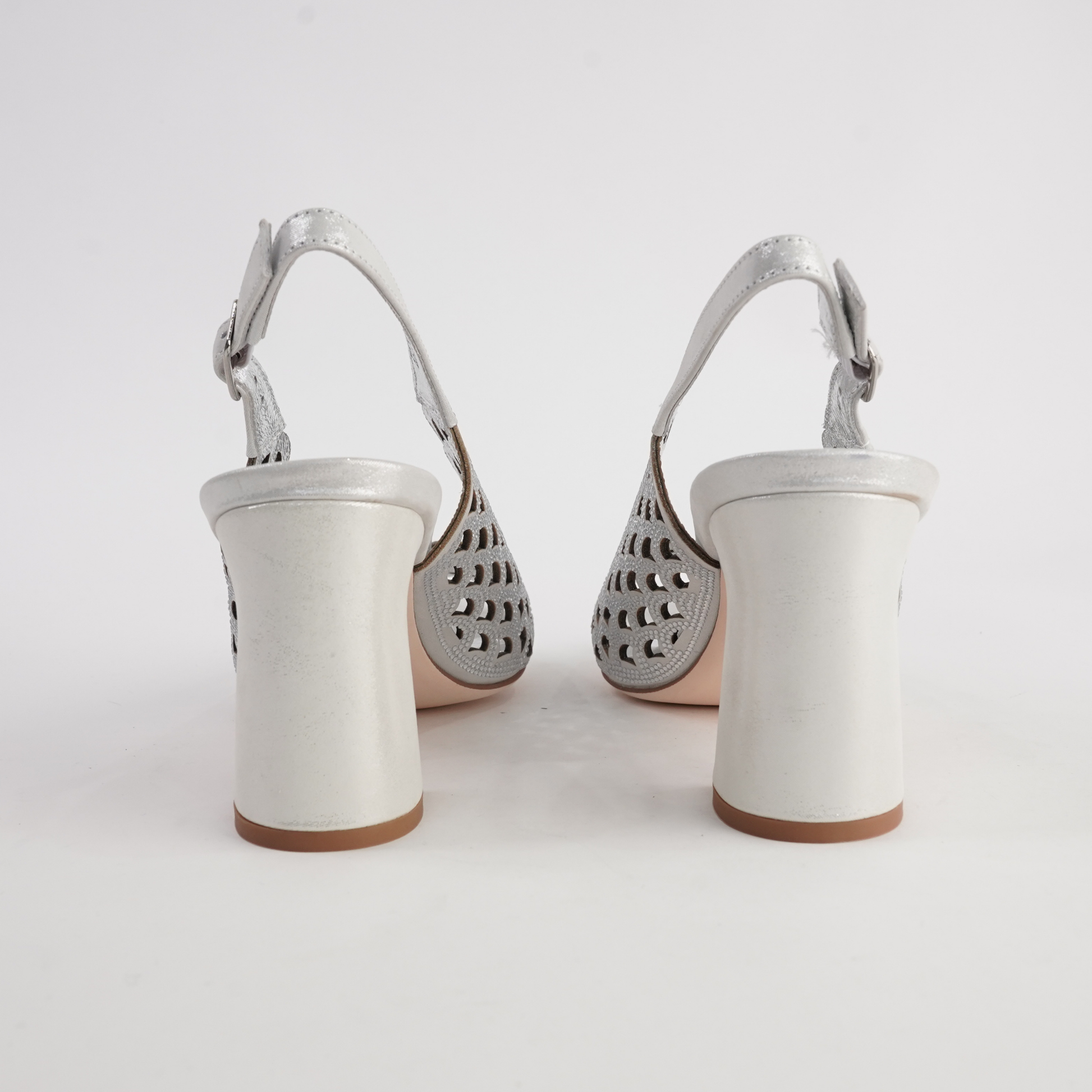 Kruby Silver Shimmer Leather Heels