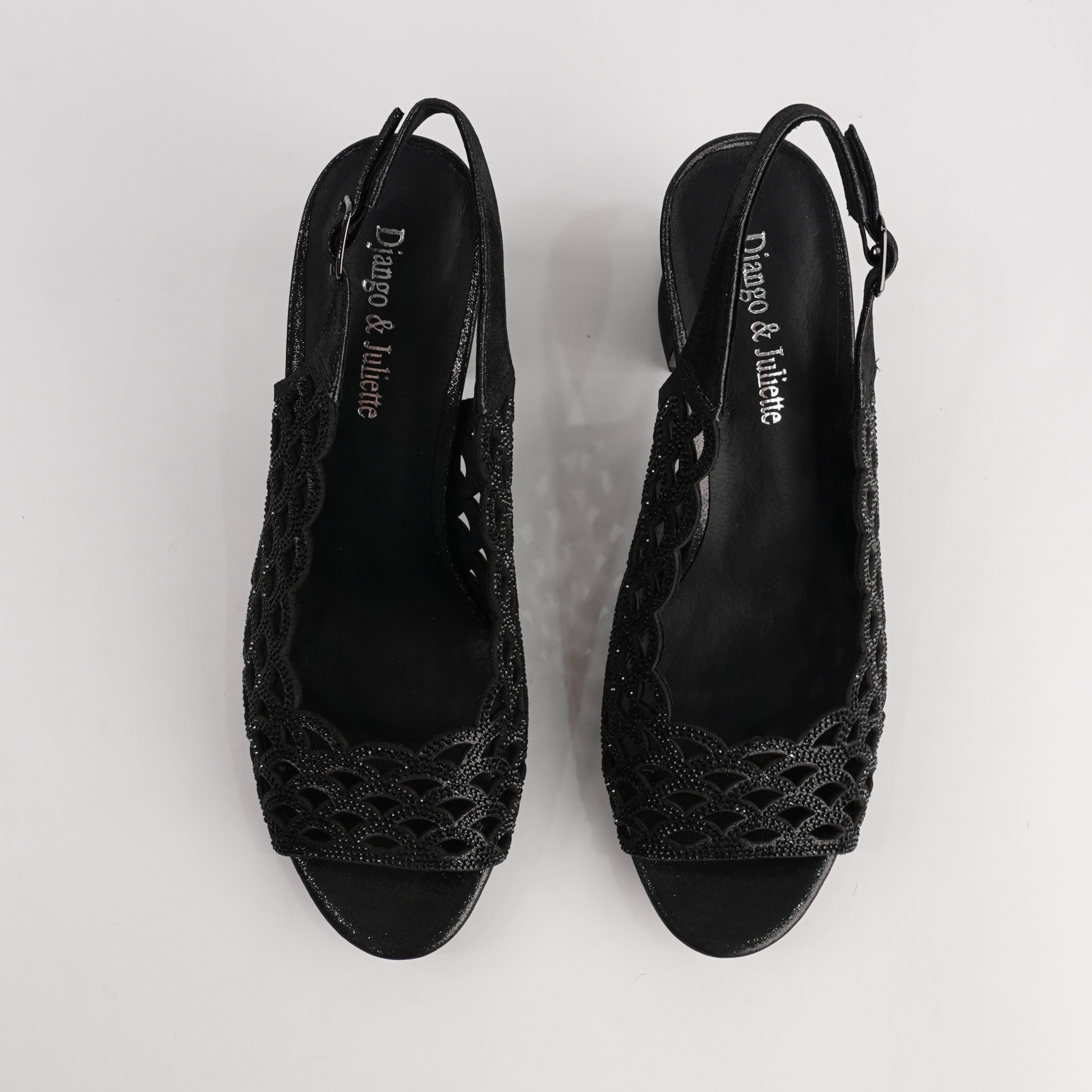 Kruby Black Shimmer Leather Heels