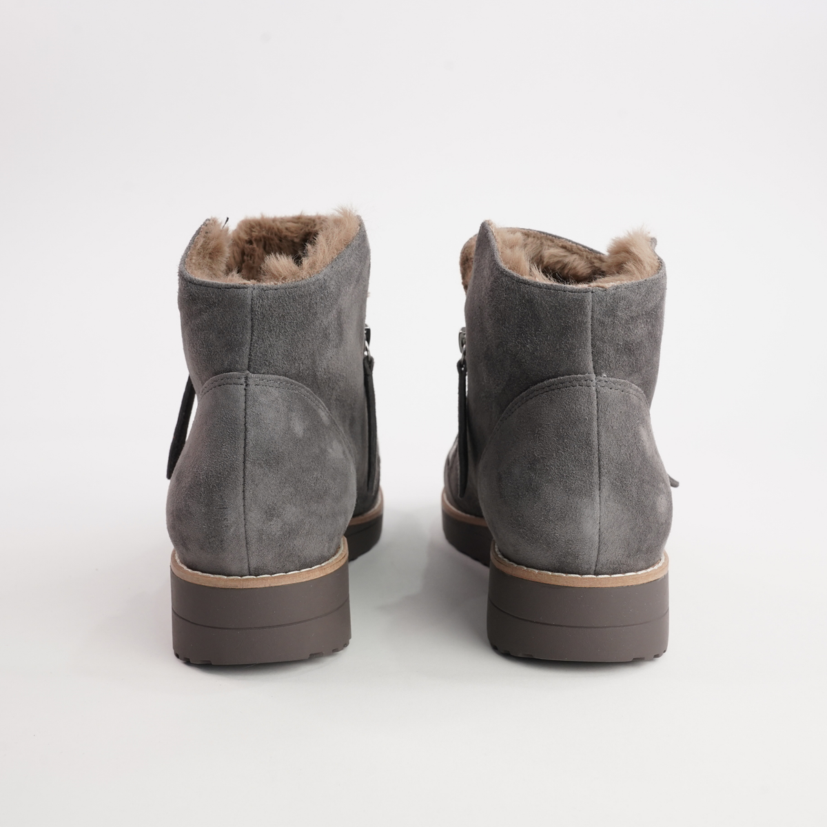 Opal Cocoa Suede/ Taupe Fur Leather Ankle Boots - TOP END | Shouz