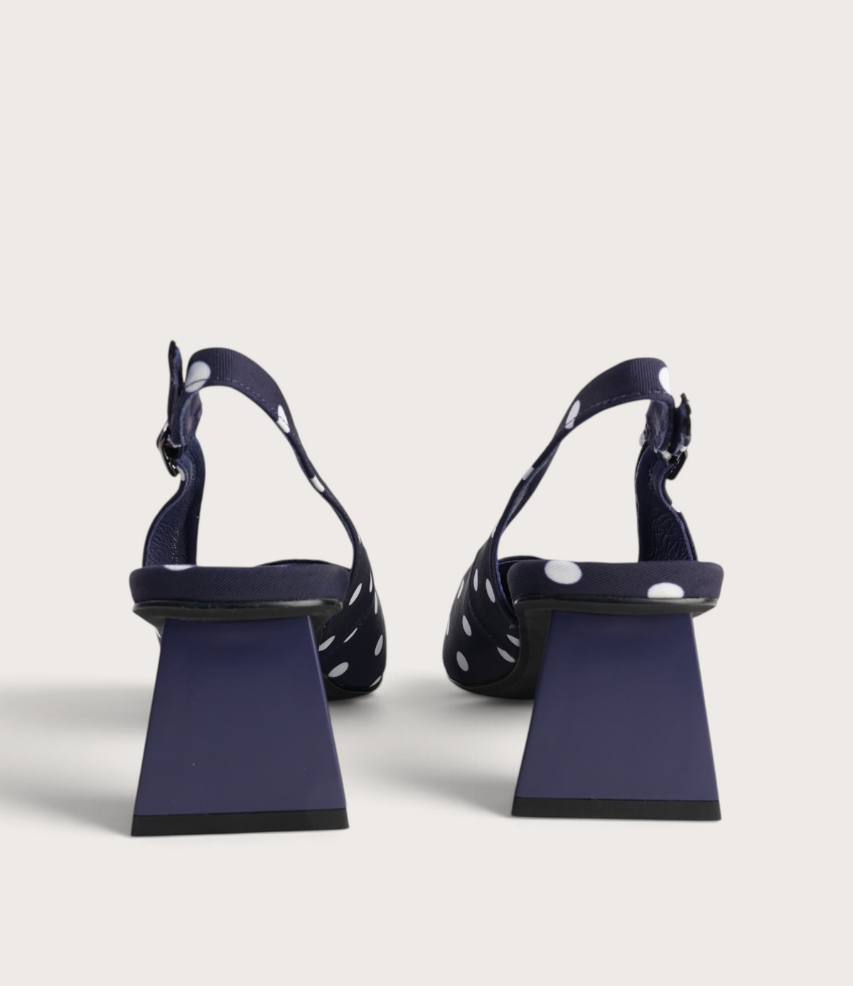 Ihops Navy White Spots Leather Heels - DJANGO AND JULIETTE | Shouz