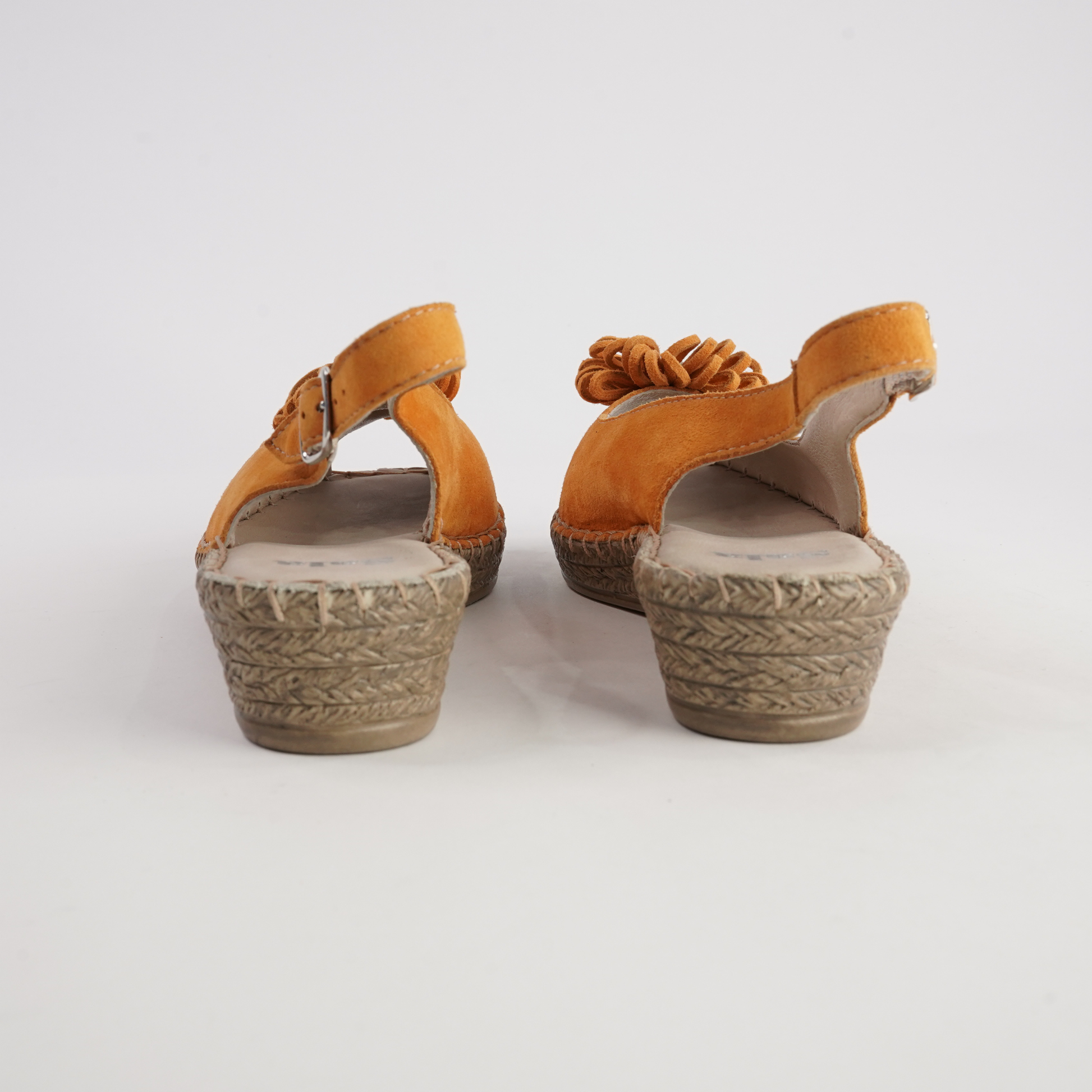 Erica Orange Leather Espadrille Wedges
