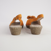 Erica Orange Leather Espadrille Wedges