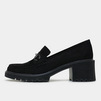 Zoey Black Suede Heeled Loafers