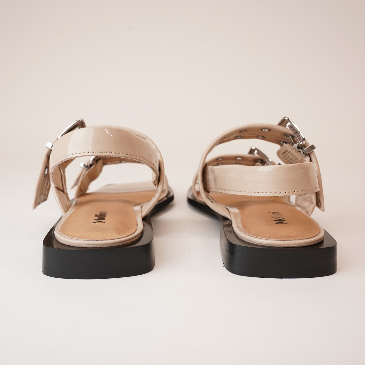 Savina Latte Patent Leather Sandals - MOLLINI | Shouz