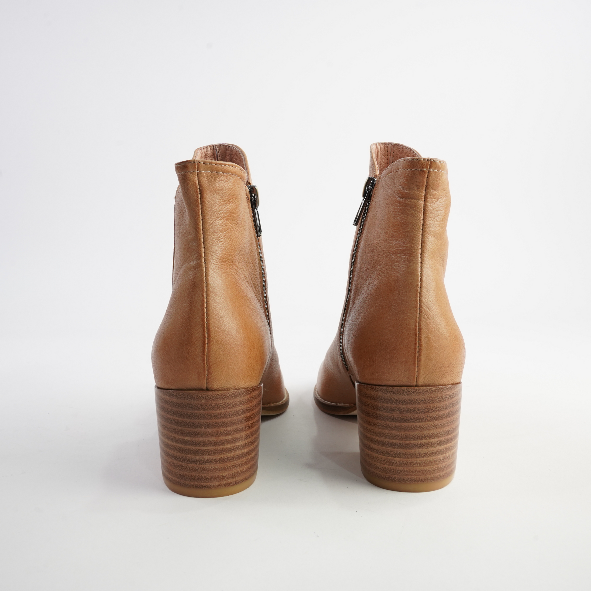 Mockas Dark Tan Leather Ankle Boots