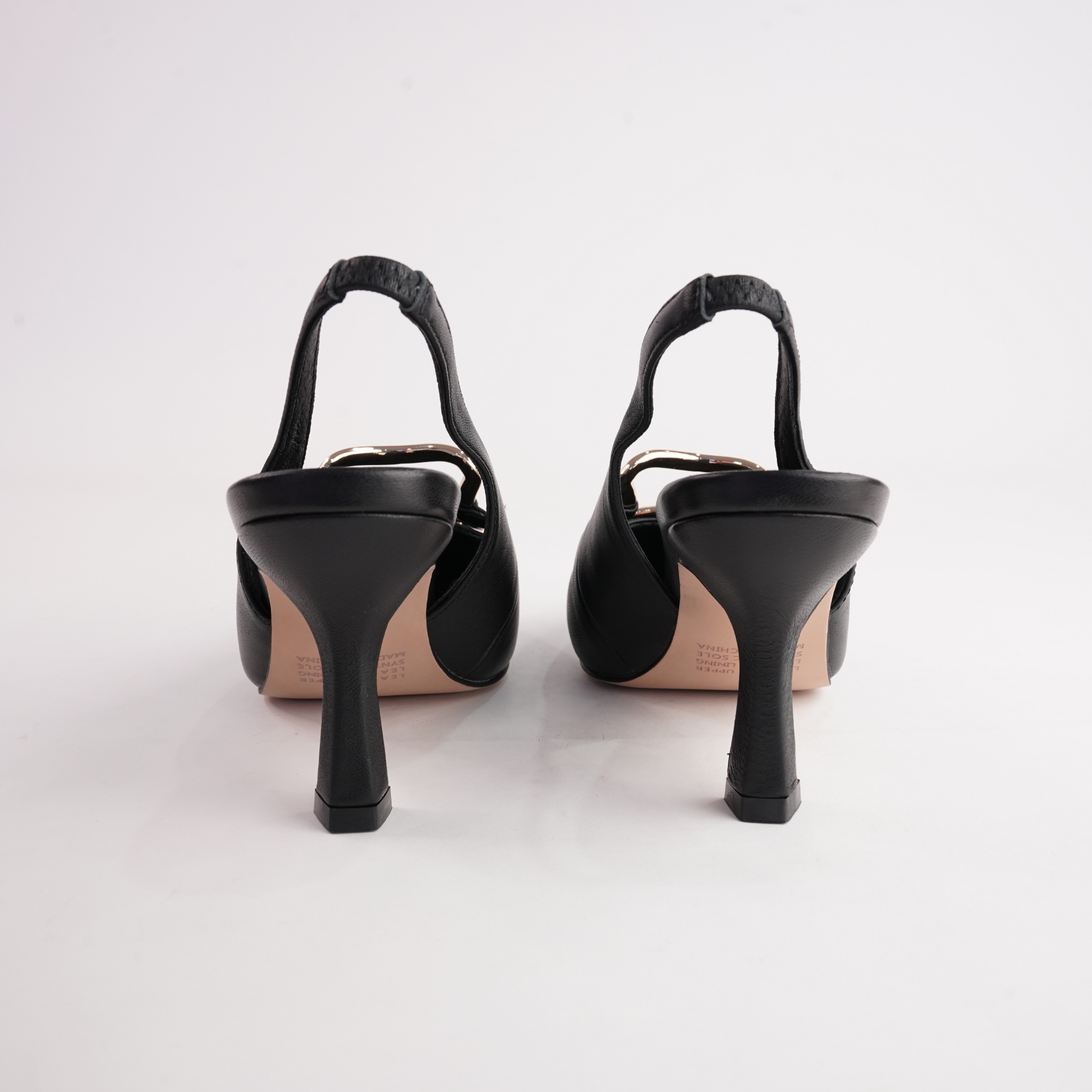 Linky Black Leather Heels