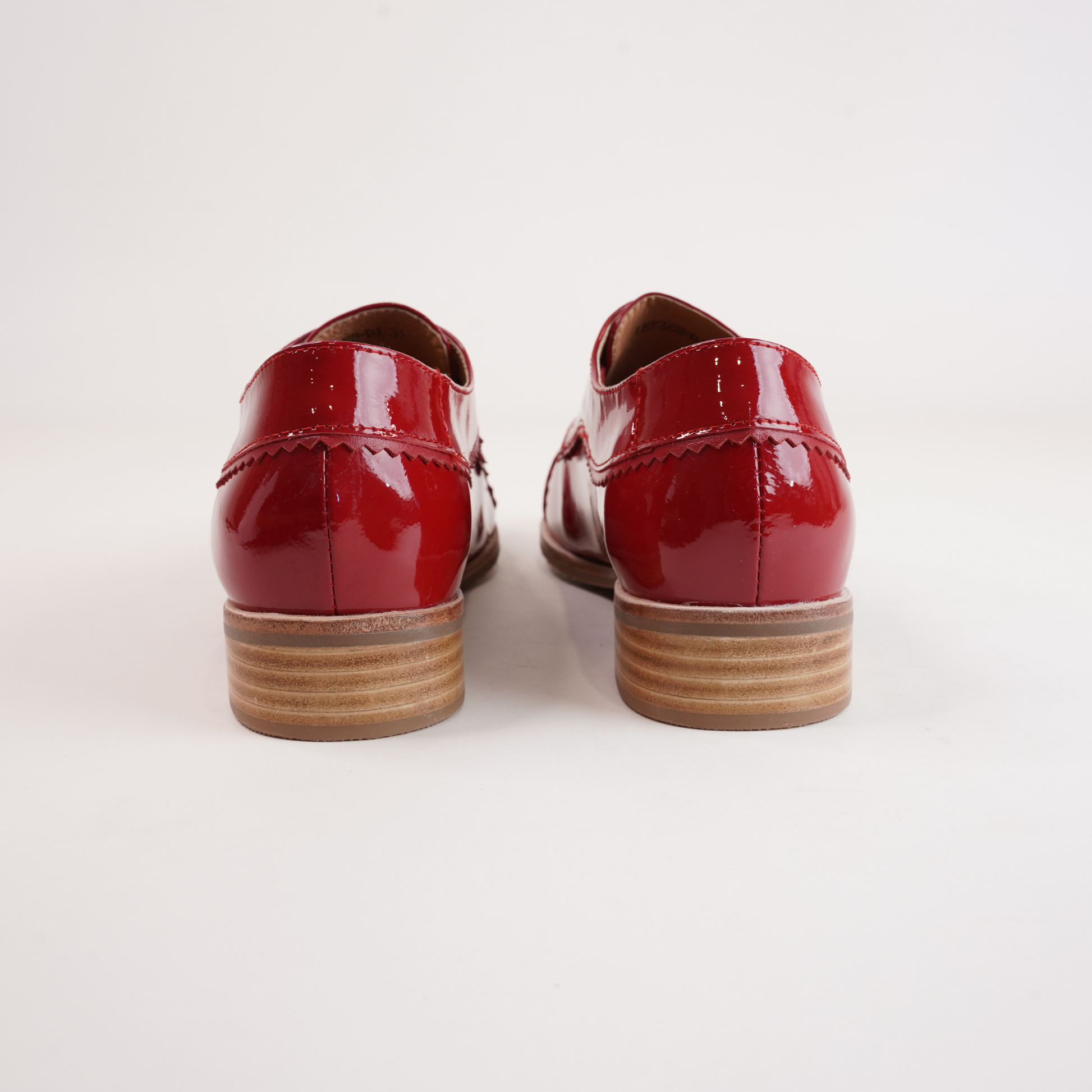 Leeze Dark Red Patent Leather Lace Up Flats