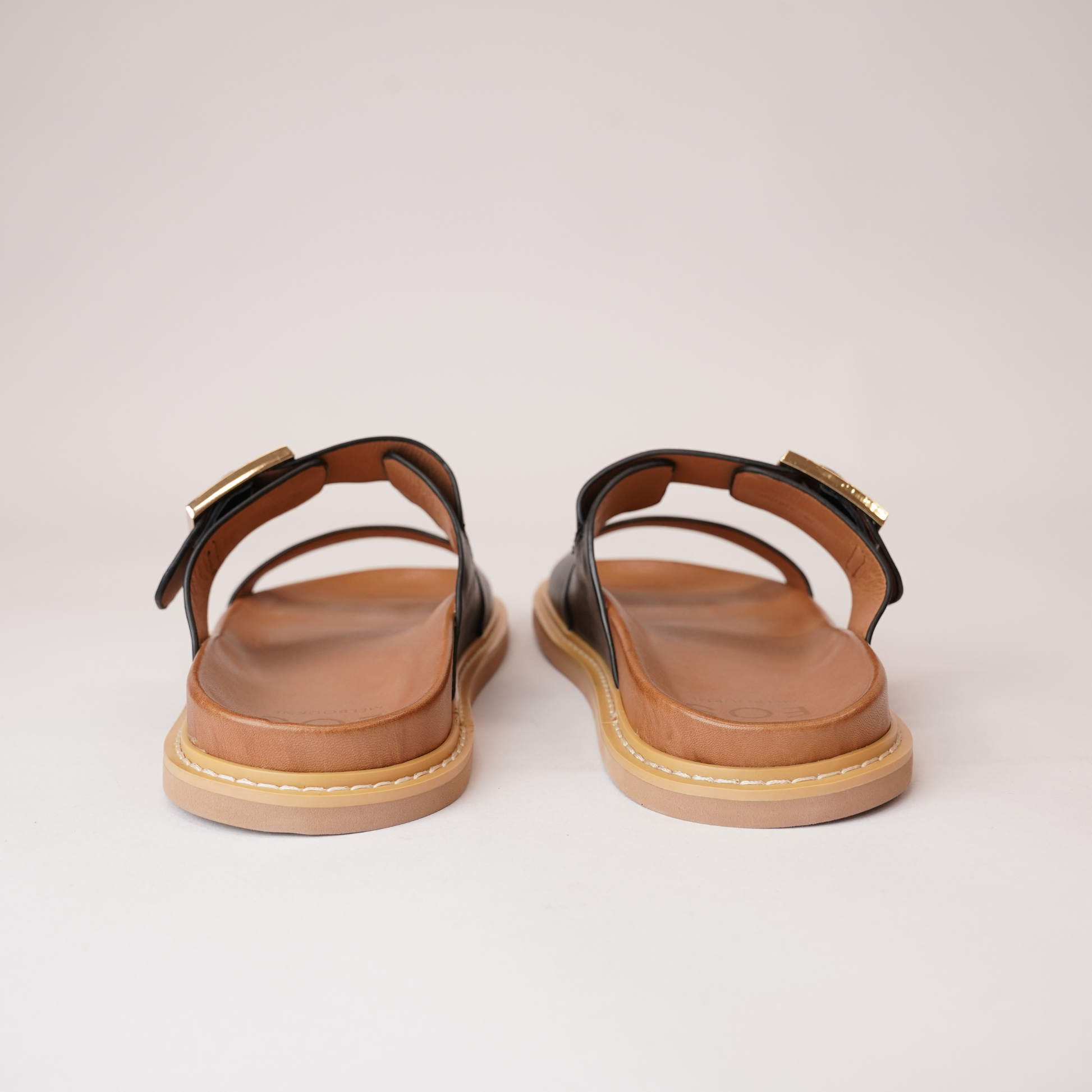 Dedra Black Leather Slides