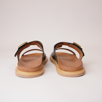Dedra Black Leather Slides