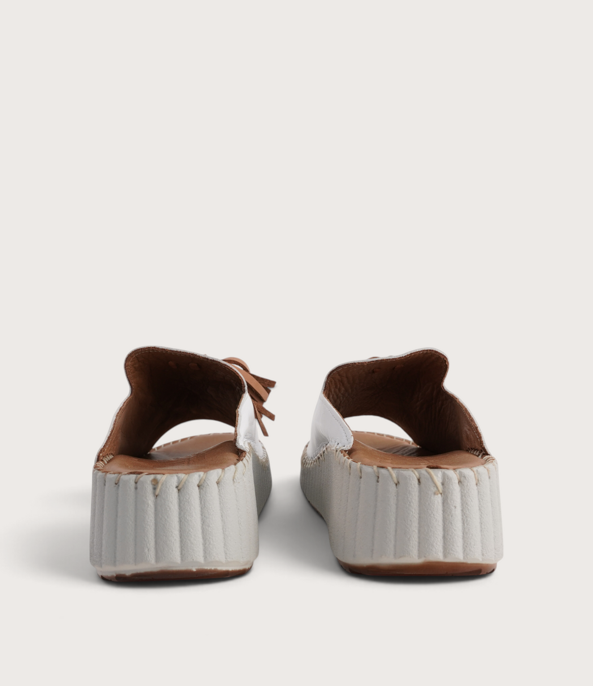 Sonny White/ Coconut Leather Slides