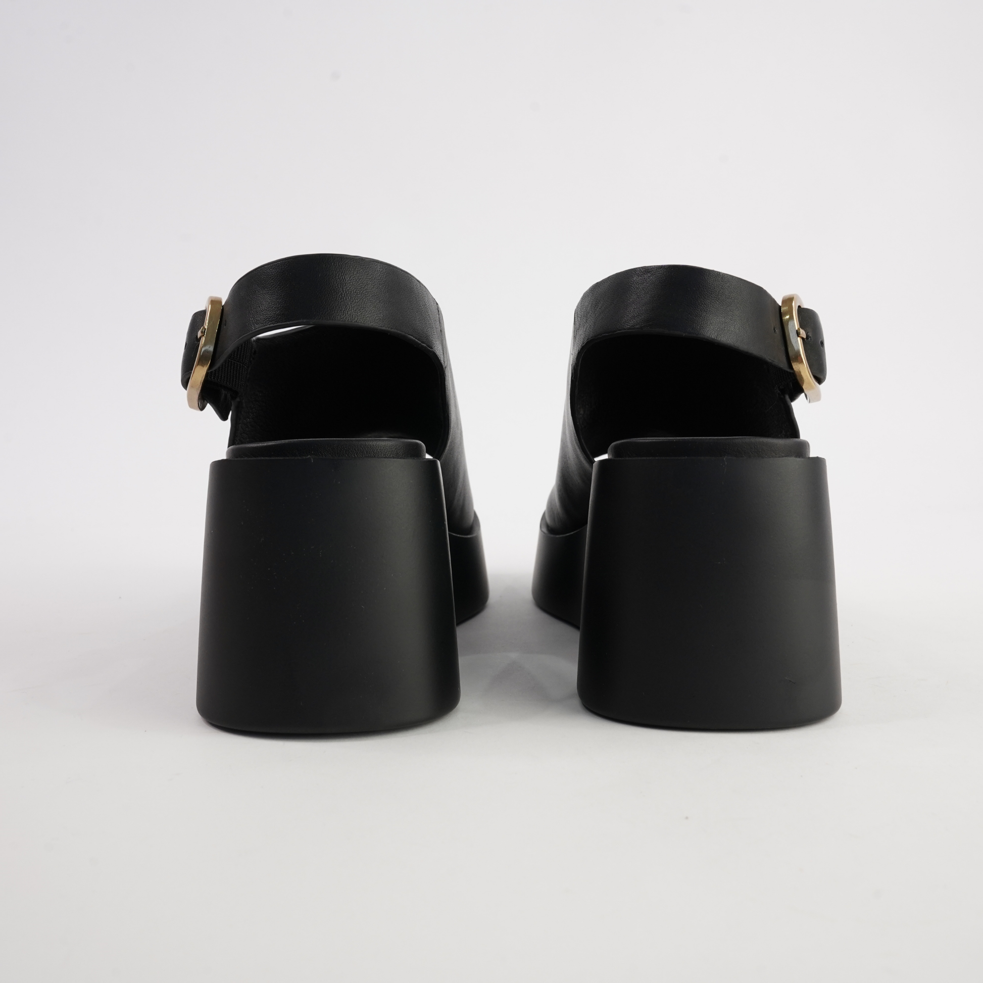 Ariani Black Leather Wedges