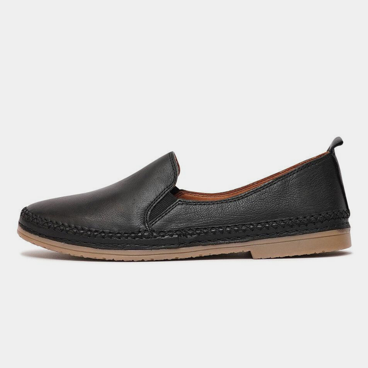 Siarra Black Leather Flats - SALA | Shouz