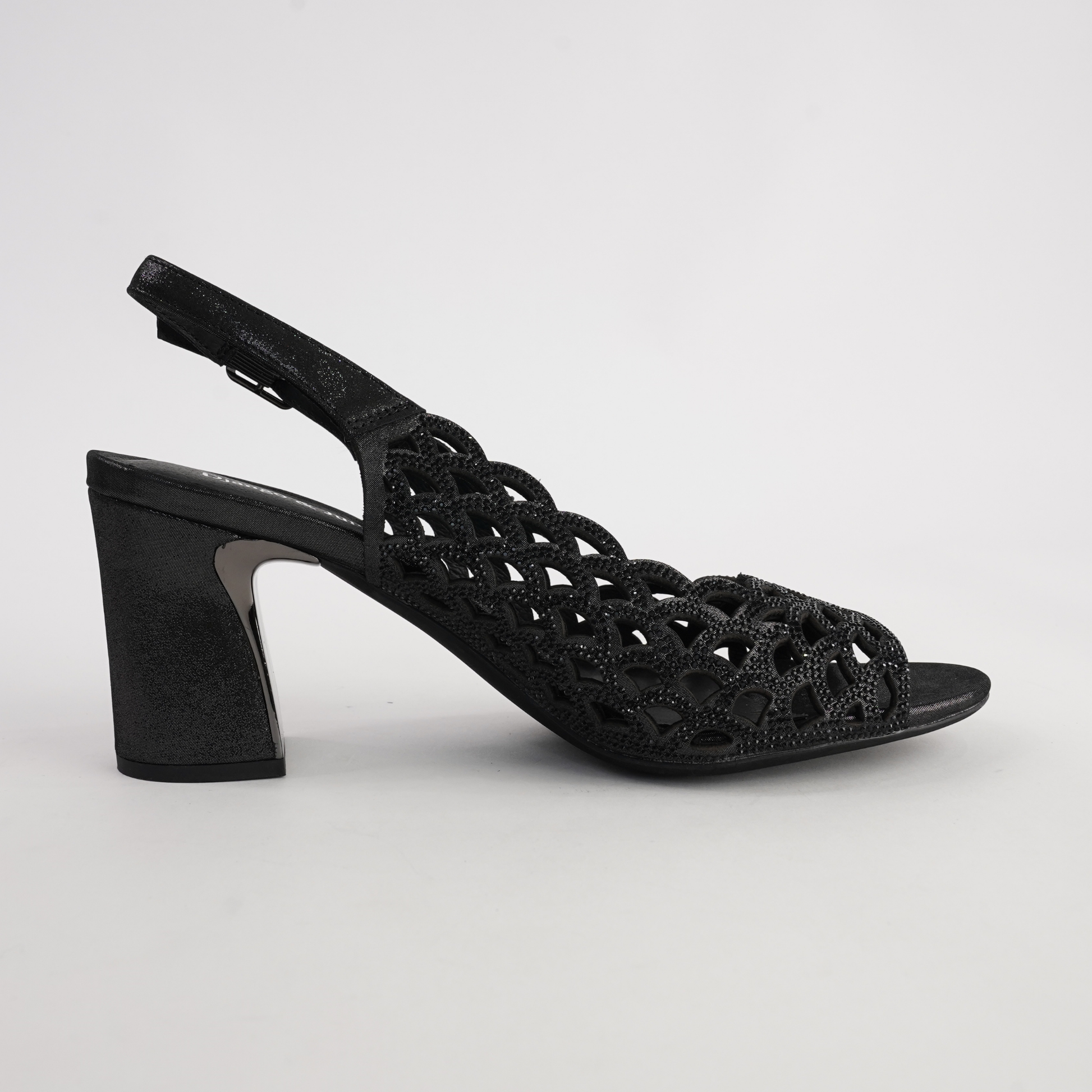 Kruby Black Shimmer Leather Heels