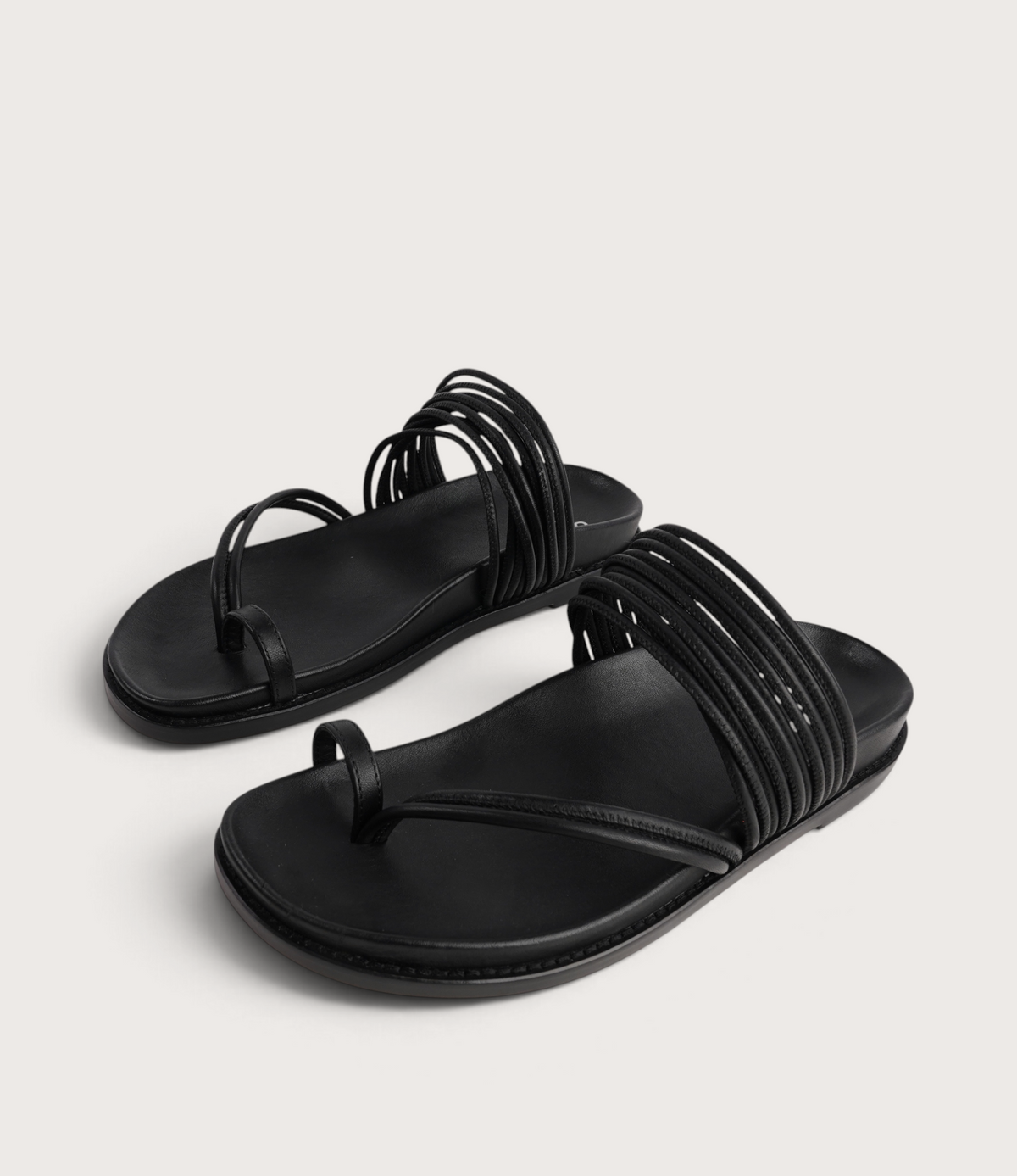 Carmelle Black Leather Sandals