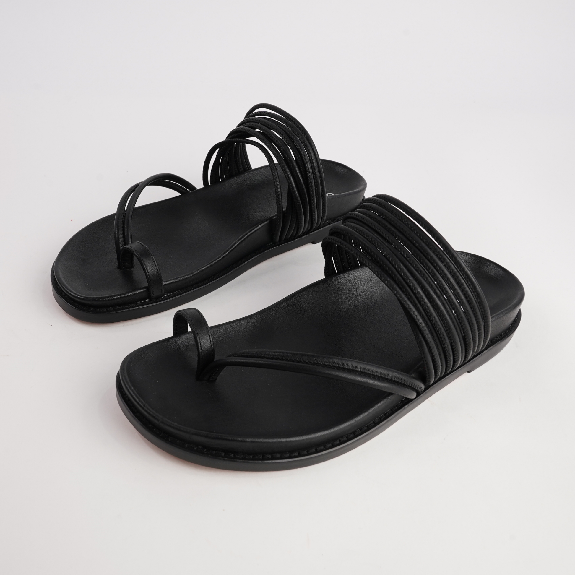 Carmelle Black Leather Sandals