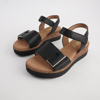 Inez Black Leather Sandals