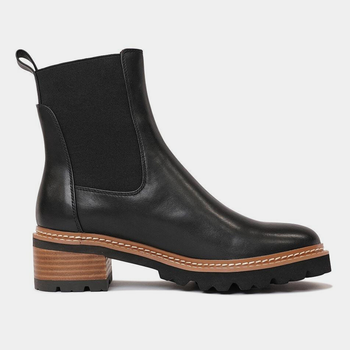 Linear Black Leather Chelsea Boots - EOS FOOTWEAR | Shouz
