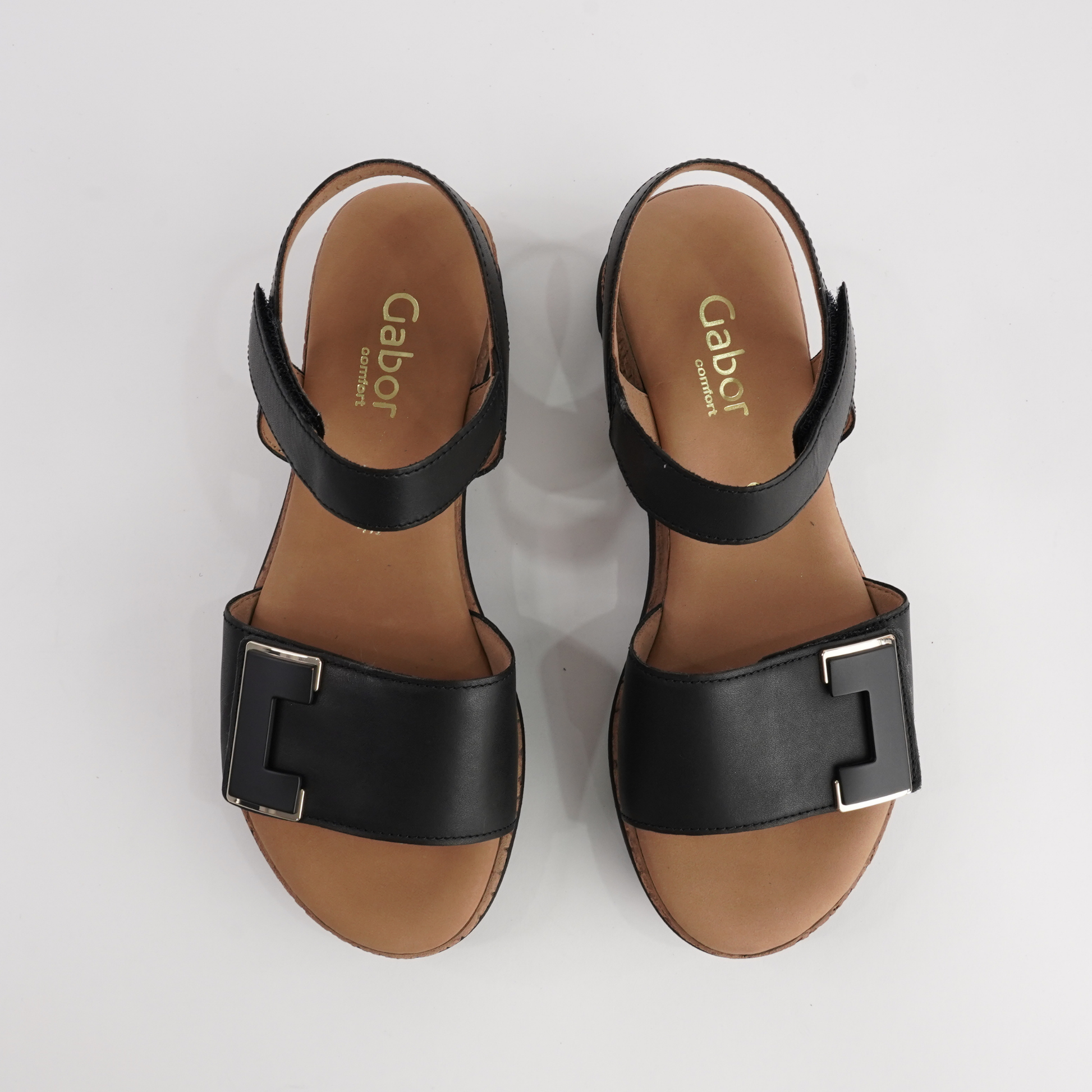 Inez Black Leather Sandals