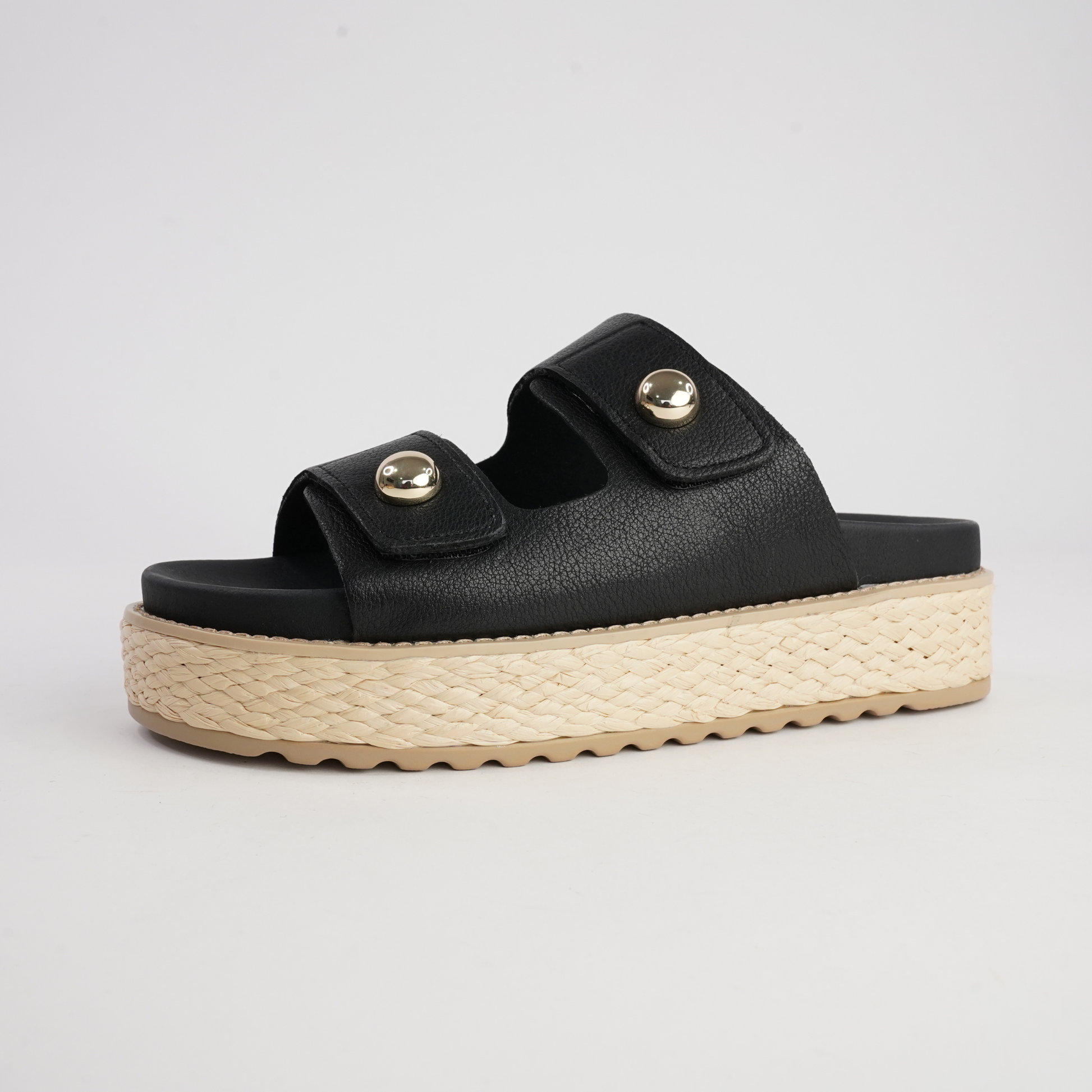 Bowers Black Leather Slides