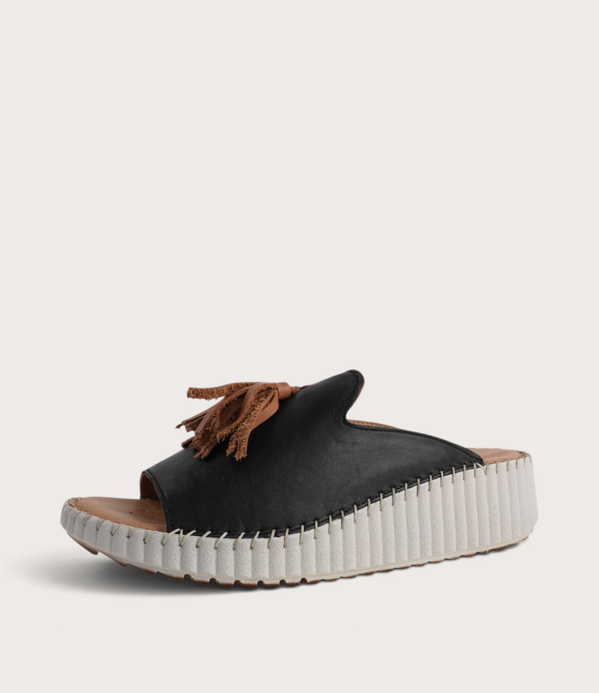 Sonny Black Leather Slides
