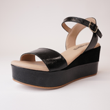 009-cres-138 Black Patent/ Suede Leather Wedges