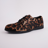 Derby Dark Camel Leopard/black Lace Up Flats