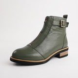 Dooley Olive Leather Ankle Boots