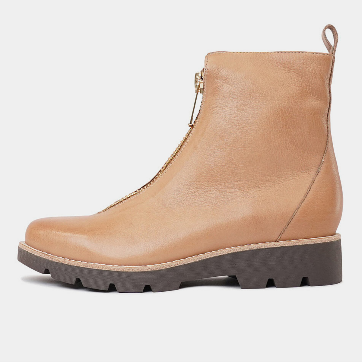 Mieyette Dark Tan Leather Ankle Boots, TOP END - Shouz