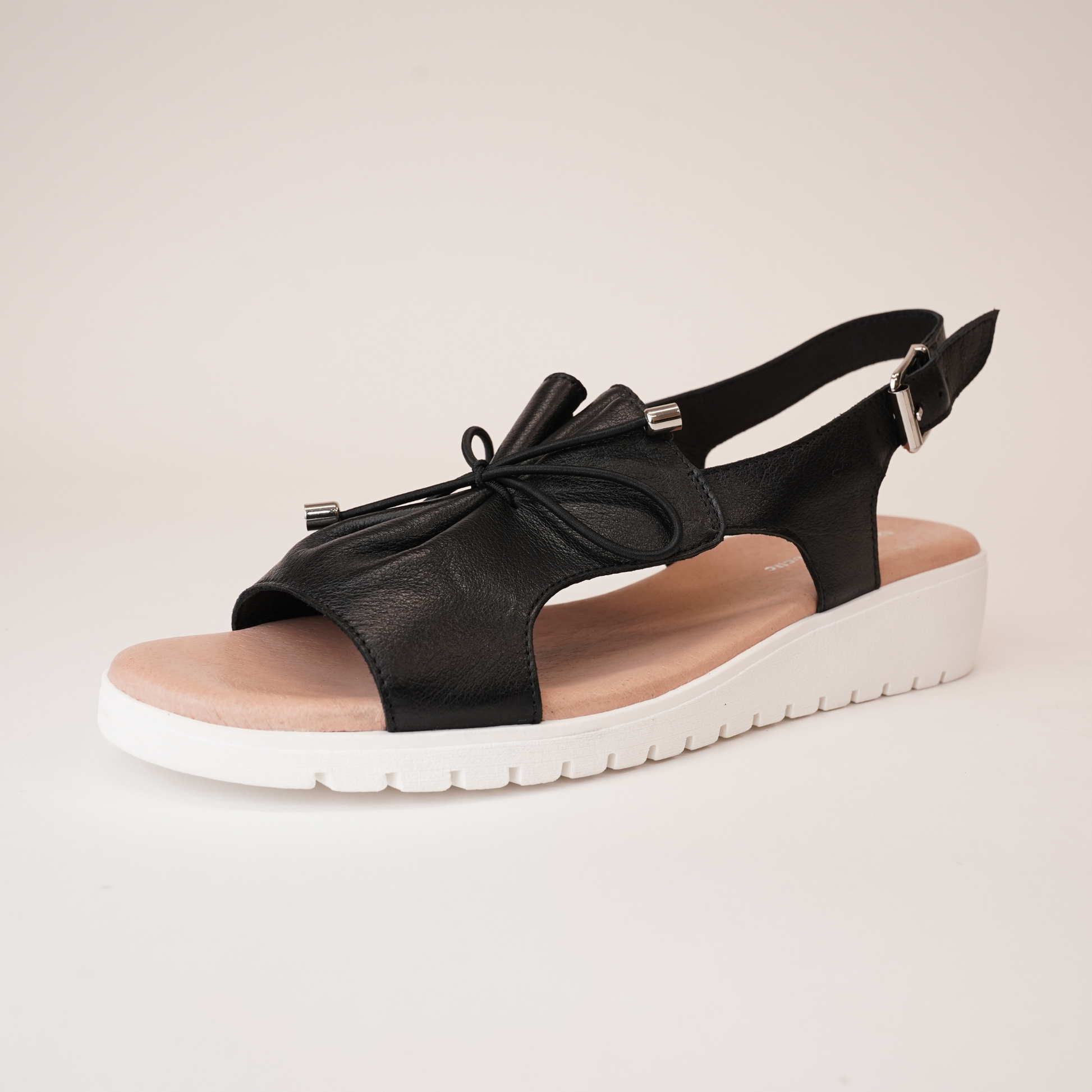 Malika Black/white Leather Sandals