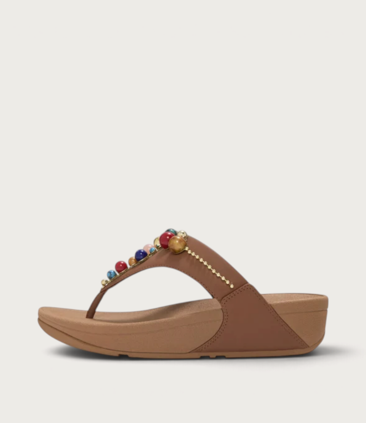 Lulu Leather Beaded Toepost Terracotta Tan Sandals