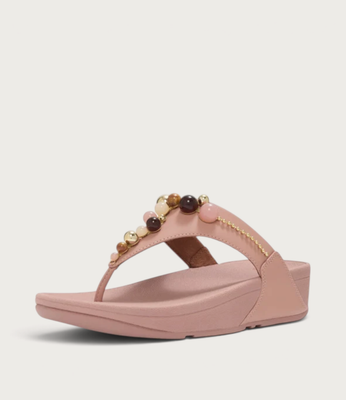 Lulu Leather Beaded Toepost Clay Blush Multi Sandals