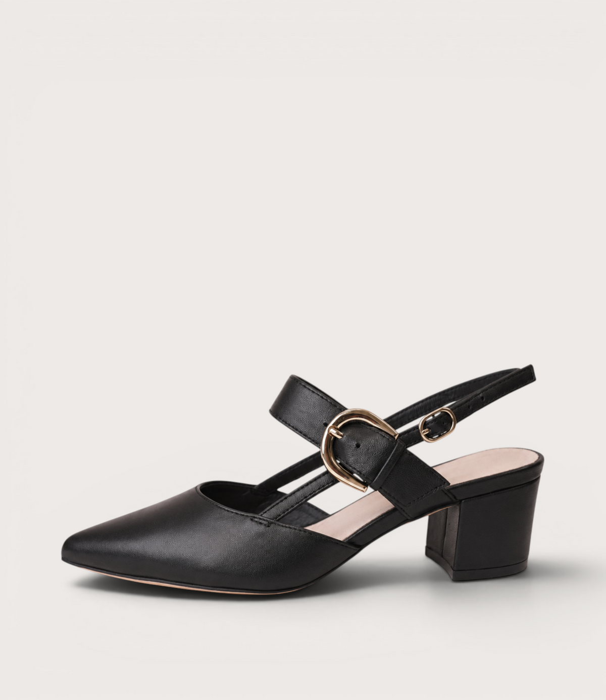 Asten Black Leather Heels
