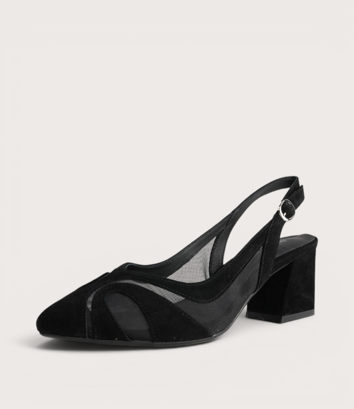 Mag Black Suede/Mesh Heels