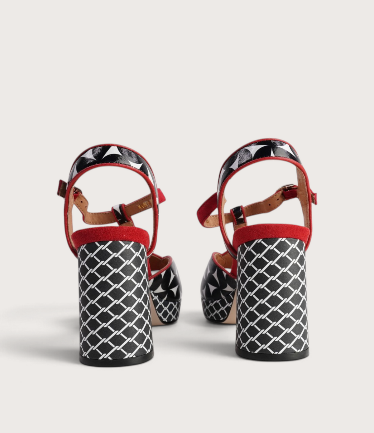 Sally Black Multi Leather Heels