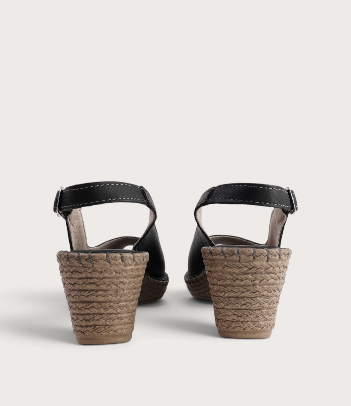 Verese Nero Leather Espadrille Wedges - SALA | Shouz